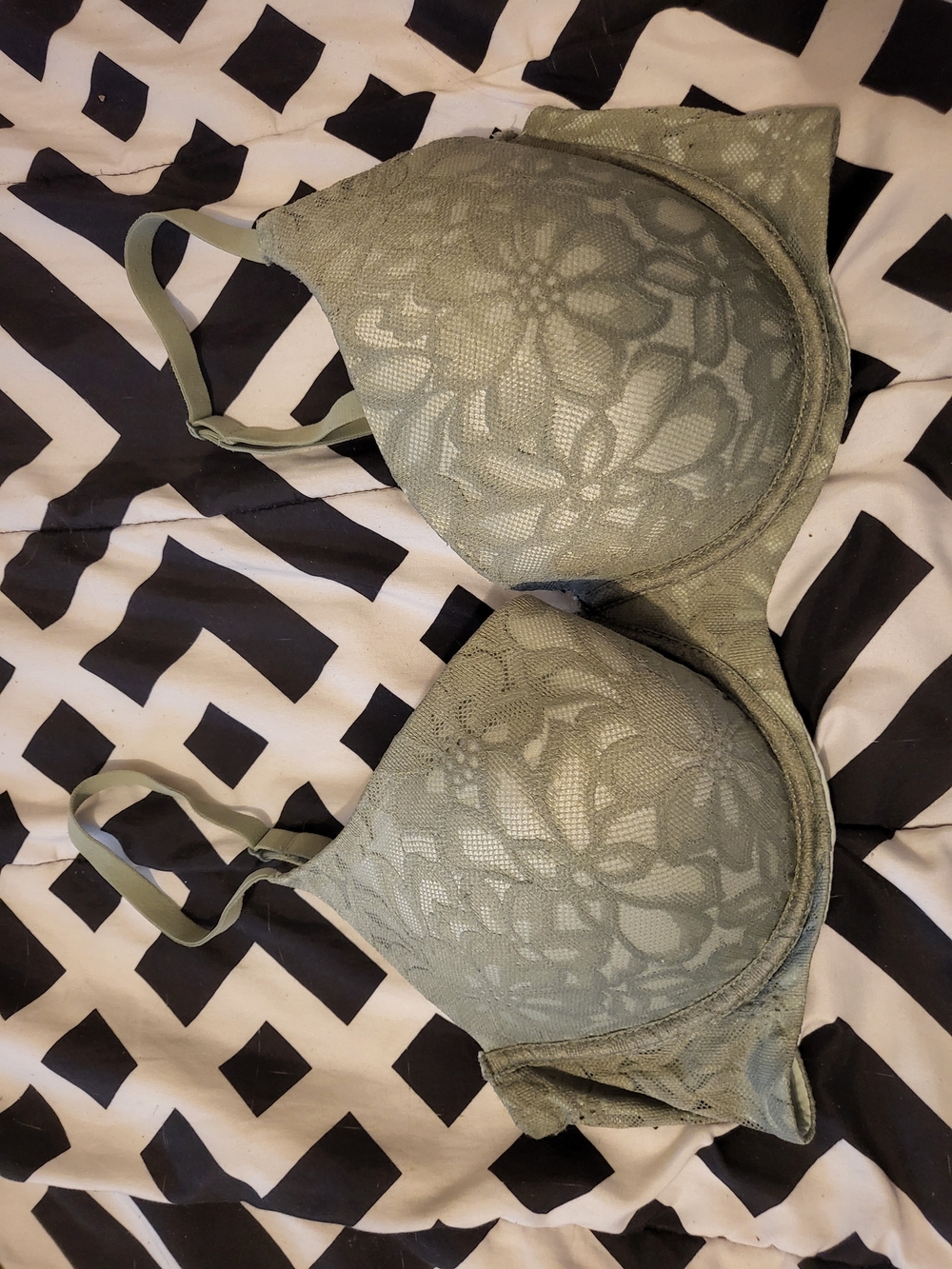 No Boundaries Olive Green Lace Overlay Molded Bra Size 36DD